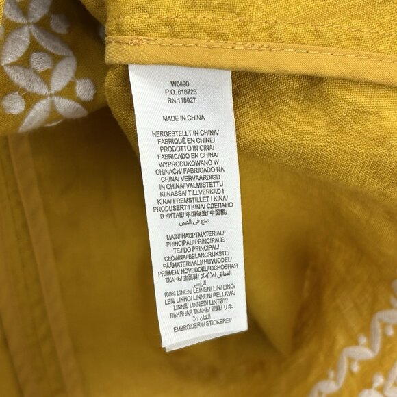 Boden Womens 10R Laura 100% Linen Embroidered Shift Dress in Tuscan Sun Yellow - Picture 10 of 16